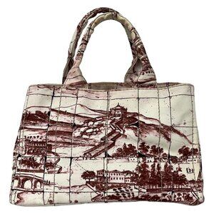 Prada Tote Canapa White Gold Leather Tag X Bold